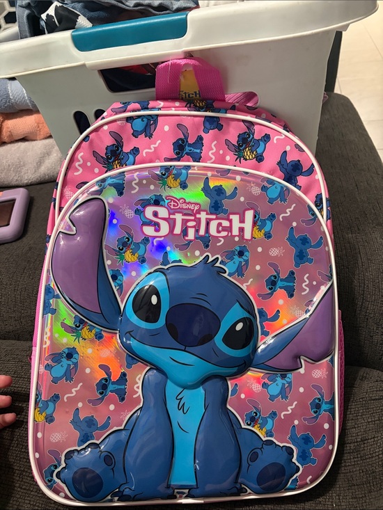 Disney Other - Disney Pink & Blue Stitch Kids Backpack with Holographic Accent